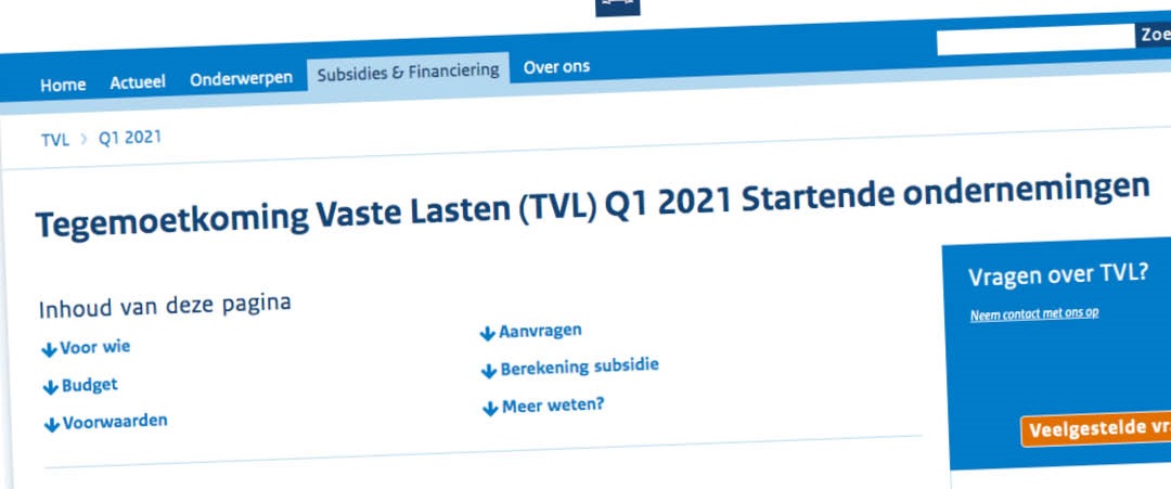 TVL miv 31 januari 2021 ook voor startende ondernemers